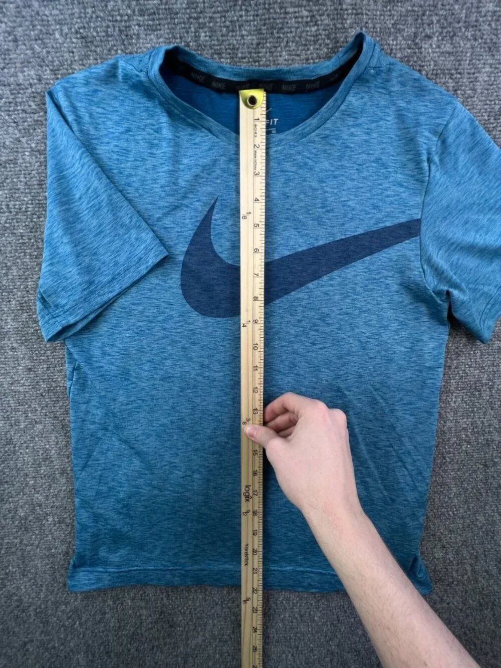 Nike Dri-fit XL 13-15 Blue Heather T Shirt Short Sleeve Polyester Activewear